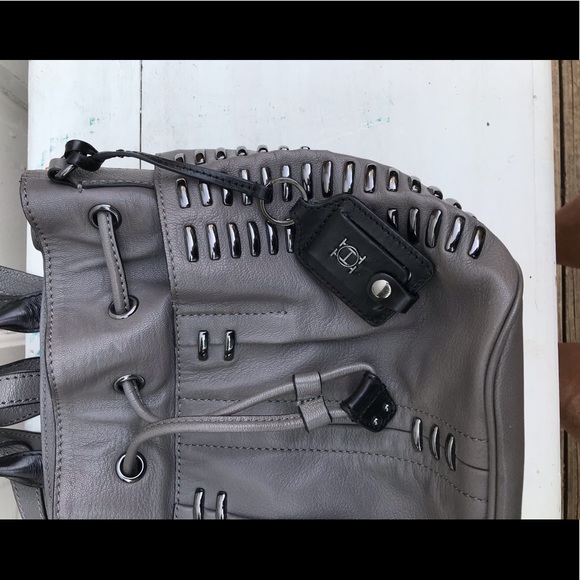 Joy Gryson gray leather backpack crossbody bag - Picture 5 of 8